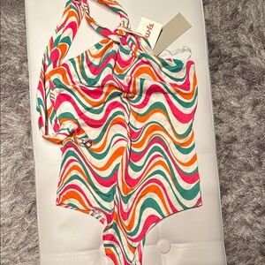 T.J.Maxx Multicolor Wave Pattern Bodysuit